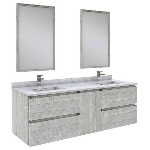 Image of Fresca Formosa Modern 60" Ash Wall Hung Double Sink Vanity Set | FVN31-241224ASH FVN31-241224ASH-FC