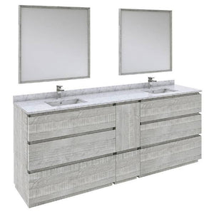 Fresca Formosa Modern 84" Ash Double Sink Vanity Set | FVN31-361236ASH-FC FVN31-361236ASH-FS