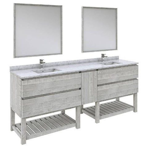 Image of Fresca Formosa Modern 84" Ash Double Sink Vanity Set w/ Open Bottom | FVN31-361236ASH-FS