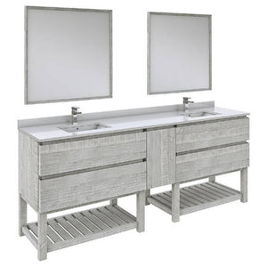 Fresca Formosa Modern 84" Ash Double Sink Vanity Set w/ Open Bottom | FVN31-361236ASH-FS FVN31-361236ASH-FS