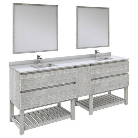 Image of Fresca Formosa Modern 84" Ash Double Sink Vanity Set w/ Open Bottom | FVN31-361236ASH-FS FVN31-361236ASH-FS