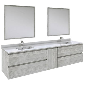 Fresca Formosa Modern 84" Ash Wall Hung Double Sink Vanity Set | FVN31-361236ASH FVN31-361236ASH-FC