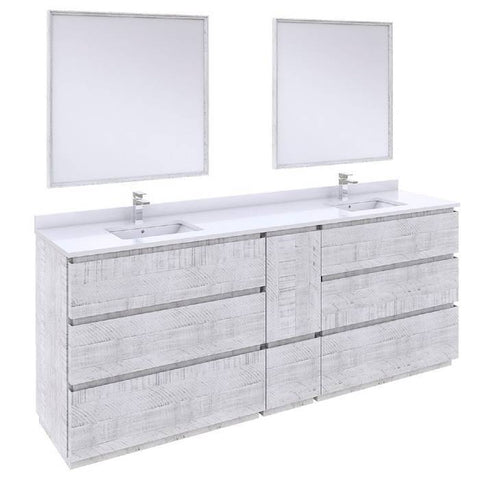 Image of Fresca Formosa Modern 84" Rustic White Double Sink Vanity Set | FVN31-361236RWH-FC FVN31-361236RWH-FC