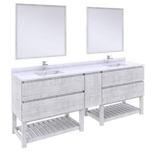 Fresca Formosa Modern 84" Rustic White Double Sink Vanity Set w/ Open Bottom | FVN31-361236RWH-FS FVN31-361236RWH-FS