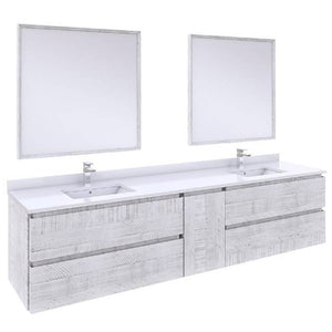 Fresca Formosa Modern 84" Rustic White Wall Hung Double Sink Vanity Set | FVN31-361236RWH FVN31-361236RWH