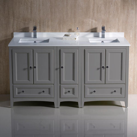 Image of Fresca Oxford 60" Traditional Double Sink Bathroom Cabinets FCB20-241224AW-CWH-U