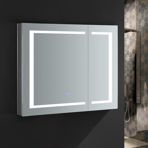 Image of Fresca Spazio 36" Wide x 30" Tall Bathroom Medicine Cabinet w/ LED Lighting FMC023630