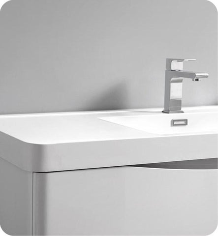 Image of Fresca Tuscany 32" Glossy White Free Standing Modern Bathroom Cabinet w/ Integrated Sink | FCB9132WH-I