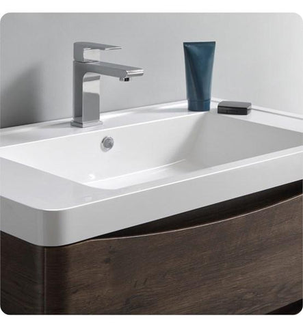 Image of Fresca Tuscany 36" Rosewood Wall Hung Modern Bathroom Cabinet w/ Integrated Sink | FCB9036RW-I