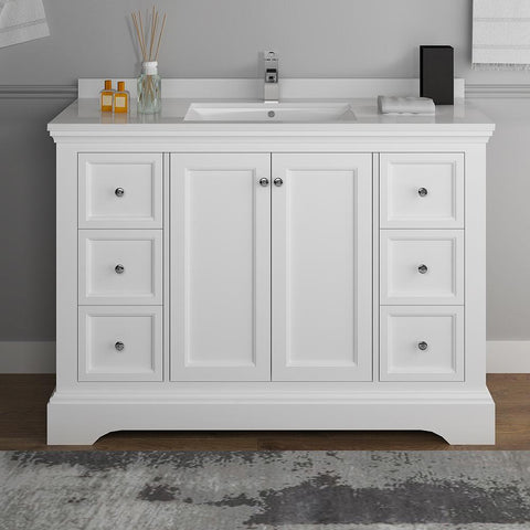 Image of Fresca Windsor 48" Matte White Traditional Bathroom Cabinet FCB2448WHM-CWH-U