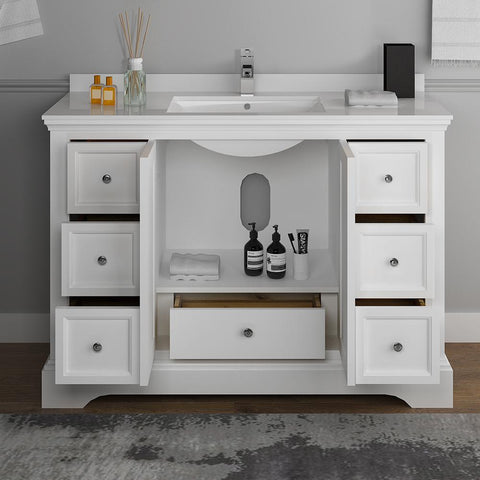 Image of Fresca Windsor 48" Matte White Traditional Bathroom Cabinet FCB2448WHM-CWH-U