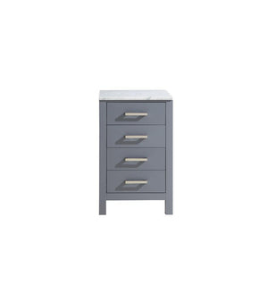 Jacques 20" Dark Grey Side Cabinet | White Carrara Marble Top