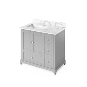 Jeffrey Alexander Addington Contemporary 36" Grey Single Undermount Sink Vanity With Quartz Top, Left Offset | VKITADD36GRCQR VKITADD36GRCQR