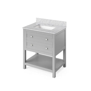 Jeffrey Alexander Astoria Transitional 30" Grey Single Undermount Sink Vanity With Marble Top | VKITAST30GRWCR VKITAST30GRWCR