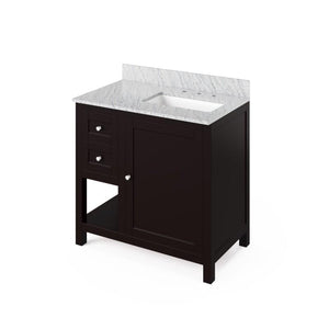 Jeffrey Alexander Astoria Transitional 36" Espresso Single Undermount Sink Vanity With Marble Top, Right Offset | VKITAST36ESWCR VKITAST36ESWCR