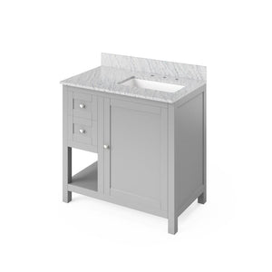 Jeffrey Alexander Astoria Transitional 36" Grey Single Undermount Sink Vanity With Marble Top, Right Offset | VKITAST36GRWCR VKITAST36GRWCR