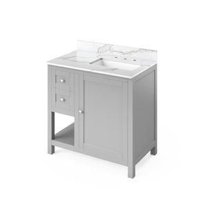 Jeffrey Alexander Astoria Transitional 36" Grey Single Undermount Sink Vanity With Quartz Top, Right Offset | VKITAST36GRCQR VKITAST36GRCQR