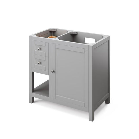 Image of Jeffrey Alexander Astoria Transitional 36" Grey Single Undermount Sink Vanity With Quartz Top, Right Offset | VKITAST36GRCQR VKITAST36GRCQR