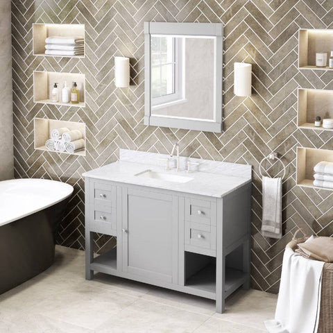 Image of Jeffrey Alexander Astoria Transitional 48" Grey Single Undermount Sink Vanity With Marble Top | VKITAST48GRWCR VKITAST48GRWCR