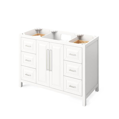 Image of Jeffrey Alexander Cade Contemporary 48" White Single Undermount Sink Vanity With Quartz Top | VKITCAD48WHCQR VKITCAD48WHCQR