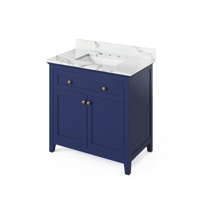 Jeffrey Alexander Chatham Contemporary 36" Hale Blue Single Undermount Sink Vanity With Quartz Top | VKITCHA36BLCQR VKITCHA36BLCQR