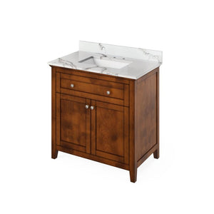 Jeffrey Alexander Chatham Traditional 36" Chocolate Single Undermount Sink Vanity With Quartz Top | VKITCHA36CHCQR