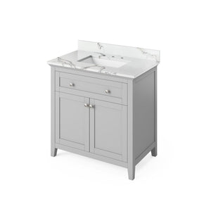 Jeffrey Alexander Chatham Traditional 36" Grey Single Undermount Sink Vanity With Quartz Top | VKITCHA36GRCQR VKITCHA36GRCQR