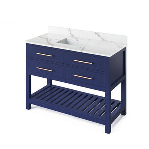 Jeffrey Alexander Wavecrest Contemporary 48" Hale Blue Single Undermount Sink Vanity With Quartz Top | VKITWAV48BLCQR VKITWAV48BLCQR