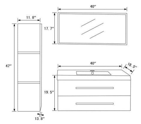 Image of Sink Vanity with Mirror and Side Cabinet- NO FAUCET WT5167