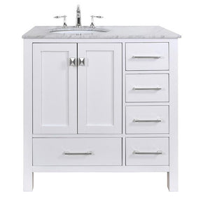 Stufurhome 36 inch Malibu Pure White Single Sink Bathroom Vanity GM-6412-36PW-CR