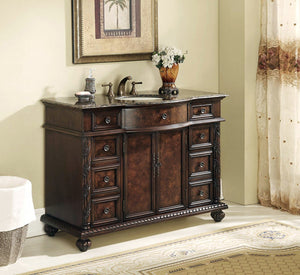 Stufurhome 48 inch Amelia Single Sink Vanity with Baltic Brown Granite Top