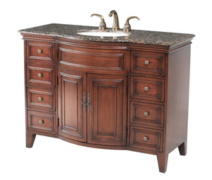 Stufurhome 48 inch Yorktown Single Sink Vanity with Baltic Brown Granite Top GM-5115-48-BB