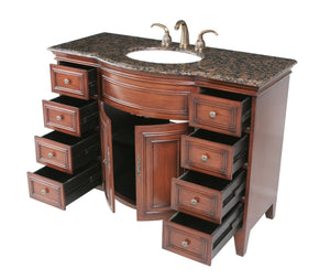 Stufurhome 48 inch Yorktown Single Sink Vanity with Baltic Brown Granite Top