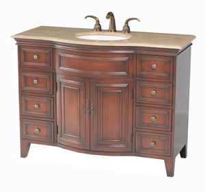 Stufurhome 48 inch Yorktown Single Sink Vanity with Travertine Marble Top GM-5115-48-TR