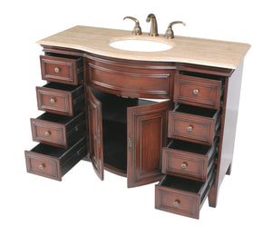 Stufurhome 48 inch Yorktown Single Sink Vanity with Travertine Marble Top