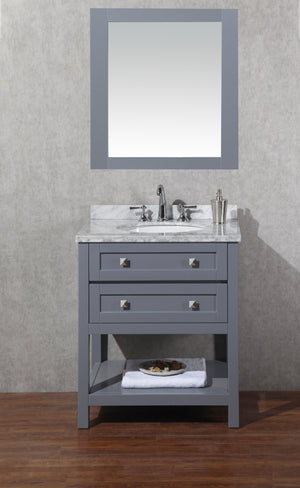 Stufurhome Marla 30 inch Single Sink Bathroom Vanity with Mirror in Grey HD-6868G-30-CR