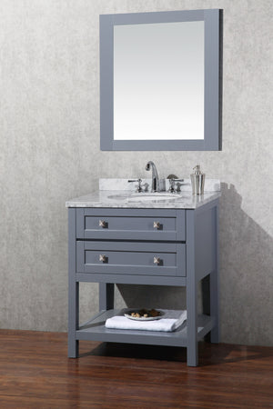 Stufurhome Marla 30 inch Single Sink Bathroom Vanity with Mirror in Grey