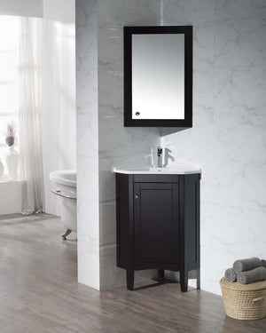 Stufurhome Monte Espresso 25 Inch Corner Bathroom Vanity with Medicine Cabinet TY-650ES