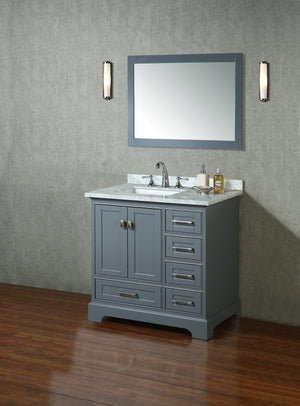 Stufurhome Newport Grey 36 inch Single Sink Bathroom Vanity with Mirror HD-7130G-36-CR