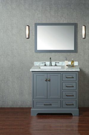 Stufurhome Newport Grey 36 inch Single Sink Bathroom Vanity with Mirror