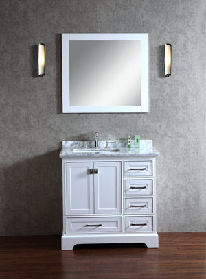 Stufurhome Newport White 36 inch Single Sink Bathroom Vanity with Mirror HD-7130W-36-CR