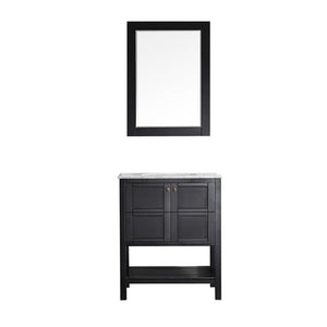 Vinnova Florence 30" Espresso Modern Single Sink Vanity Set w/ Carrara Marble Countertop 713030-ES-CA