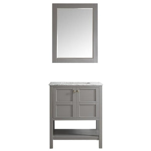 Vinnova Florence 30" Grey Transitional Single Sink Vanity Set w/ Carrara Marble Countertop