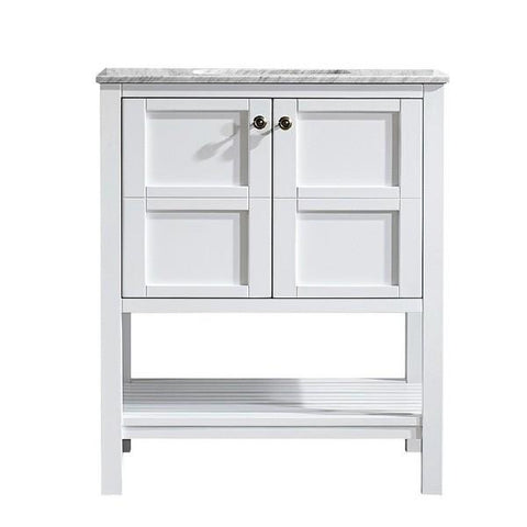 Image of Vinnova Florence 30" Transitional White Single Sink Vanity w/ Carrara Marble Countertop