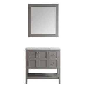 Vinnova Florence 36" Grey Vanity Set with Carrara White Marble Countertop