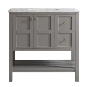 Vinnova Florence 36" Transitional Grey Single Sink Vanity w/ Carrara White Marble Countertop