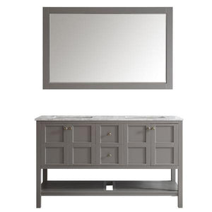 Vinnova Florence 60" Transitional Grey Double Sink Vanity Set 713060-GR-CA 713060-GR-CA