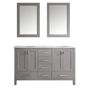 Vinnova Gela 60" Modern Grey Double Sink Vanity Set 723060-GR-CA-NM