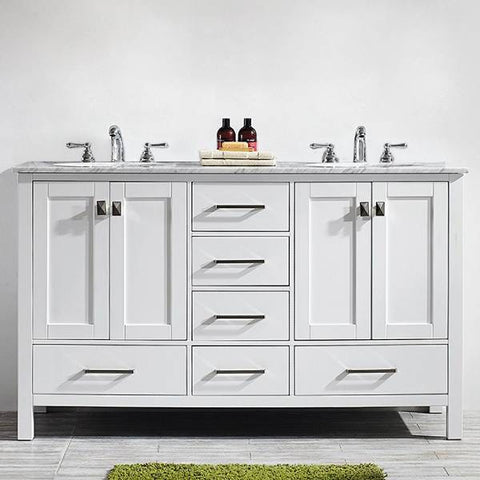 Image of Vinnova Gela 60" Modern White Double Sink Vanity 723060-WH-CA-NM 723060-WH-CA-NM