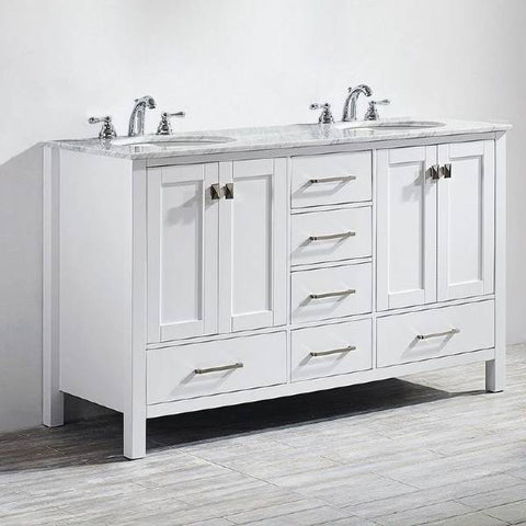 Image of Vinnova Gela 60" Modern White Double Sink Vanity 723060-WH-CA-NM 723060-WH-CA-NM